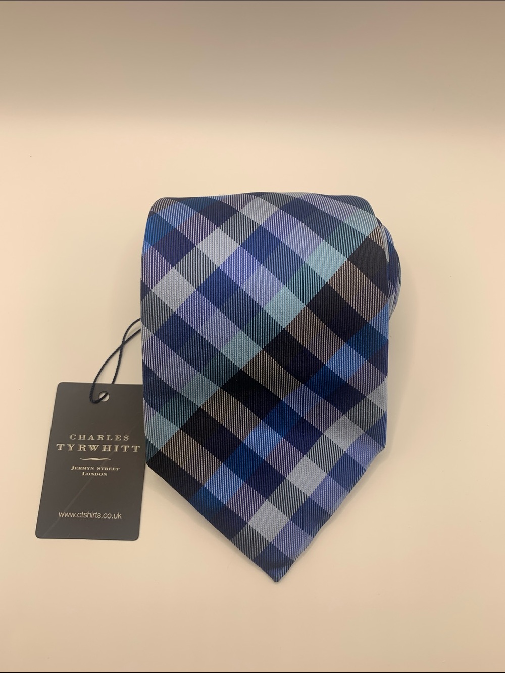 Charles Tyrwhitt Blue and Black Check Silk Tie